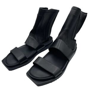 Ann Demeulemeester Black Ribbed moto Men's Sandals Sz 41 (8us) NWOT